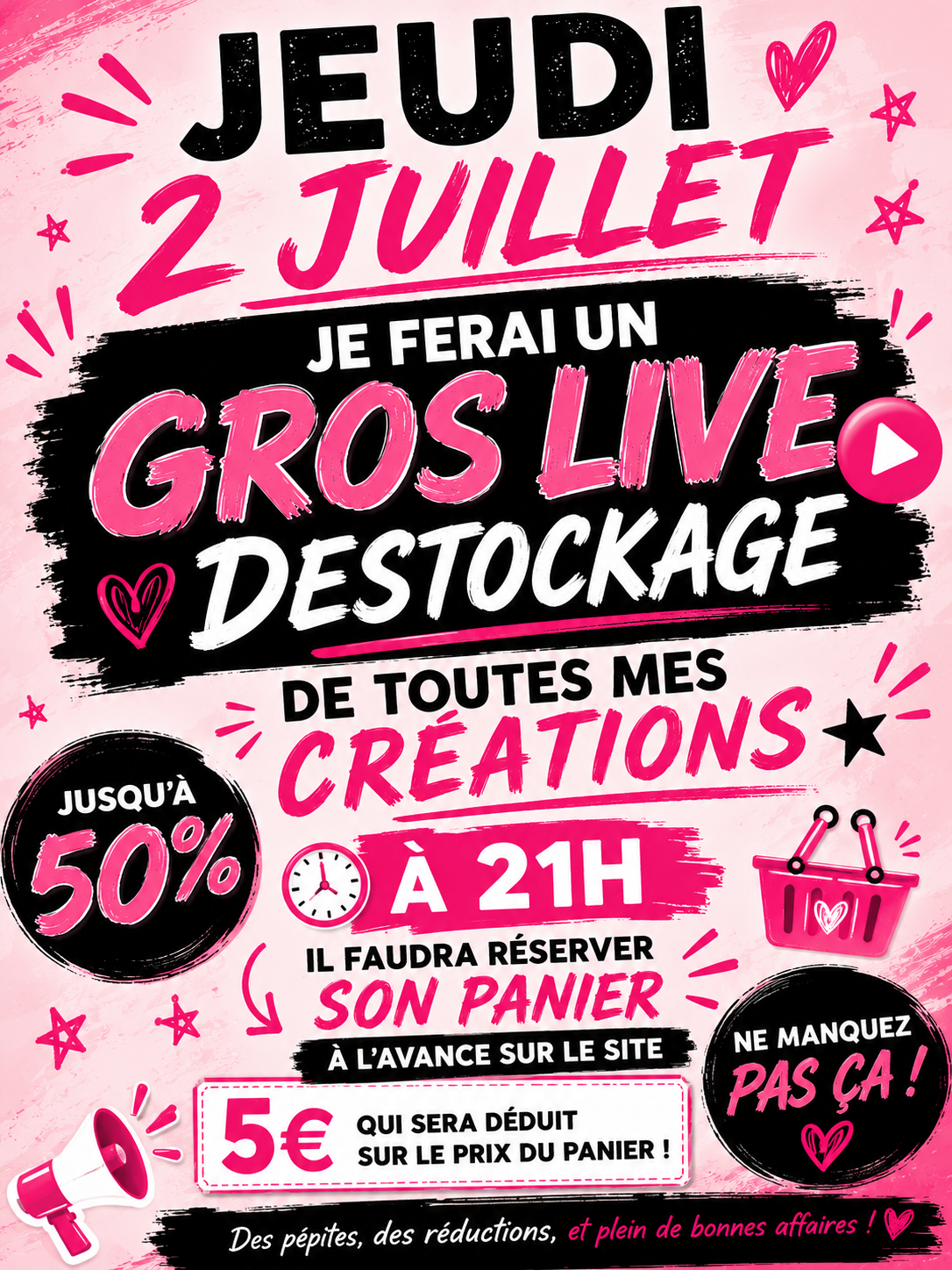🎥 Acompte – Réservation de votre panier Live Déstockage du 2 juillet